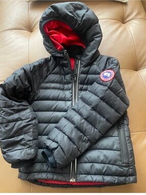 Canada Goose Black Puffer Jacket with Red Lining